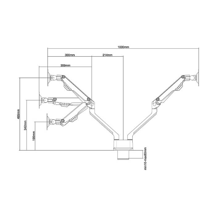 Neomounts by NewStar Flat Screen Desk Mount (clamp/grommet) for 2 Monitor Screens ID 66807 (тъмнейл - 3)