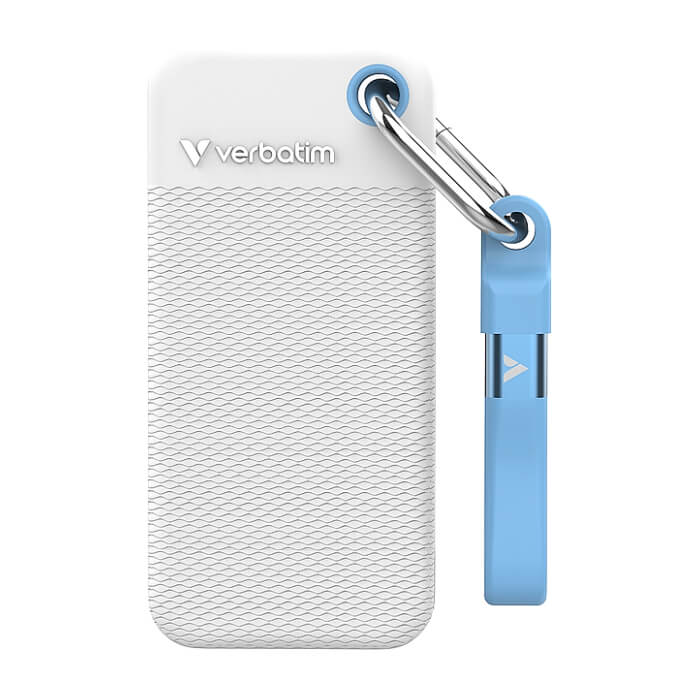 Verbatim Pocket SSD USB 3.2 Gen 2 1TB White/Light Blue incl. two rubber sleeves ID 91355 на супер цена