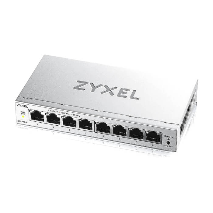ZyXEL GS1200-8 v3, 8 Port Gigabit webmanaged Desktop Switch (тъмнейл - 3)