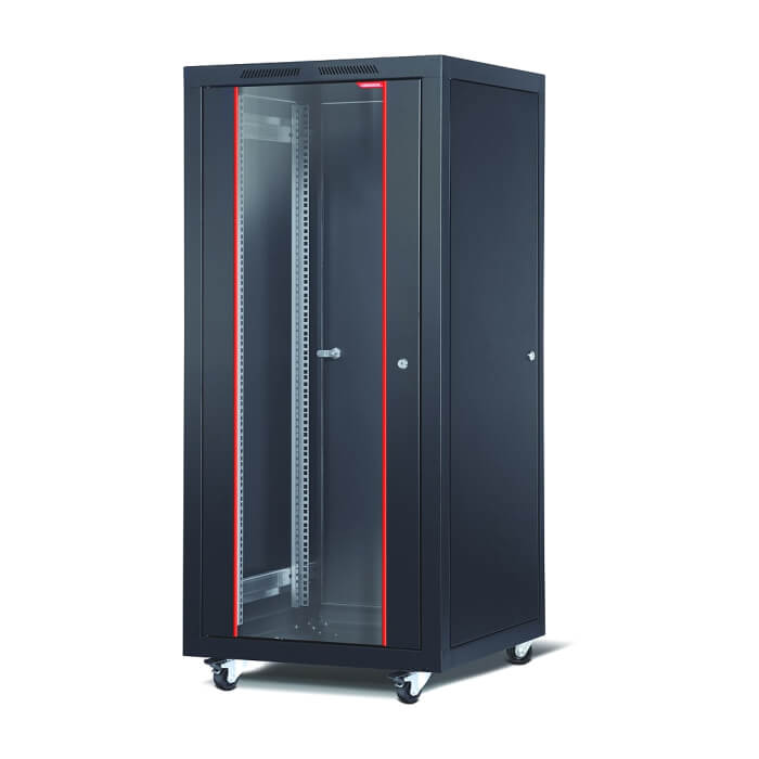 Formrack 19" Free standing rack 32U 600/1000mm, height: 1653 mm, loading capacity: 600 kg, front tempered glass door, openable locking sides and back (does not include castor/feet group) ID 71939 на супер цена