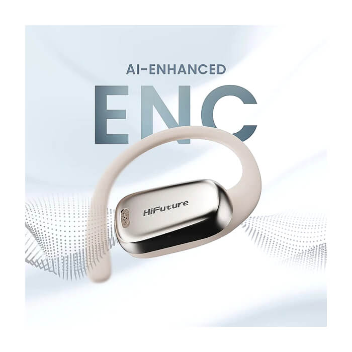 HiFuture Sonify Champagne Gold, Open Ear Comfort, Bluetooth 5.4, 4 Mics ENC Calling System, Playtime up to 20 Hours, IPX5 Waterproof, 15mm Driver Bass Boost ID 94743 (тъмнейл - 3)