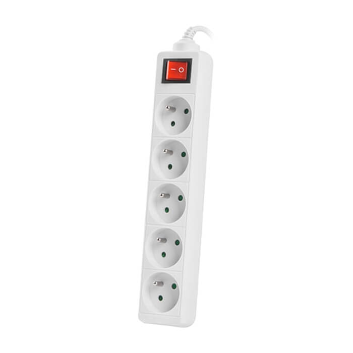 Lanberg power strip 1.5m, 5 sockets, french with circuit breaker quality-grade copper cable, white (тъмнейл - 2)