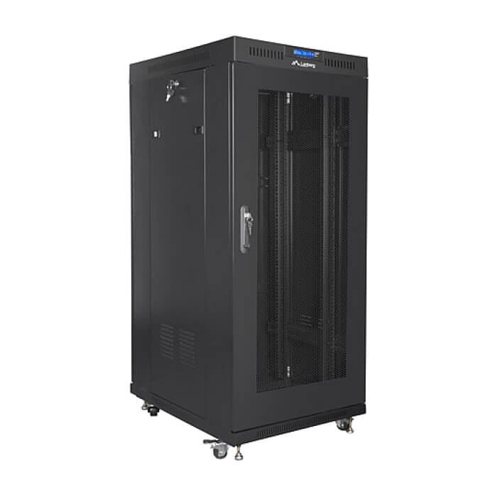 Lanberg rack cabinet 19" free-standing 27U / 600x800 self-assembly flat pack with mesh door LCD, black ID 71918 (тъмнейл - 2)