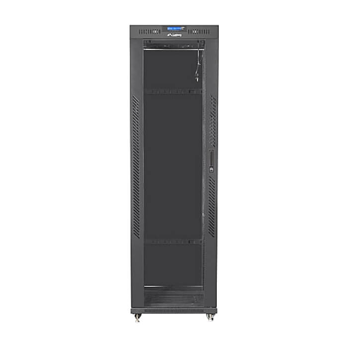 Lanberg rack cabinet 19" free-standing 42U/600x600 (flat pack) with glass door lcd black v2 ID 87186 на супер цена