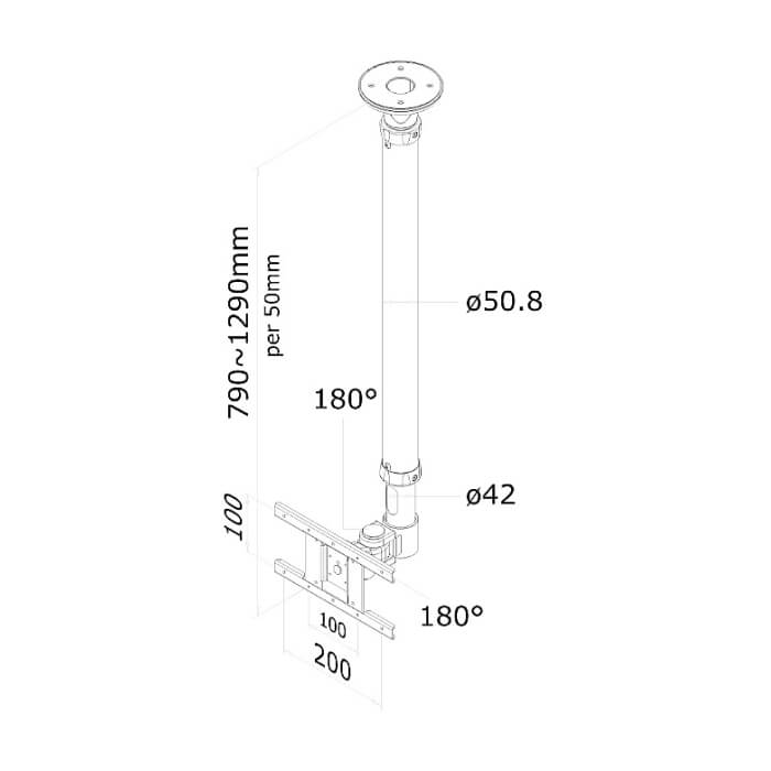 Neomounts by NewStar Flat Screen Ceiling Mount (Height: 79-129 cm) ID 66729 (тъмнейл - 3)