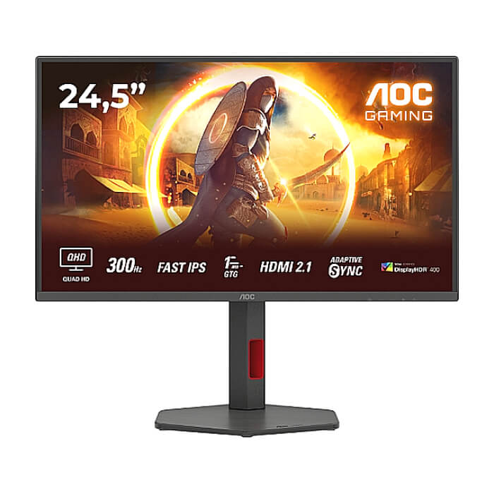AOC Q25G4SR, 24.5" IPS WLED, 2560x1440@300Hz, 1ms GtG, 0.3ms MPRT, 400cd m/2, 1000:1, 80M:1, Adaptive Sync, FlickerFree, Low Blue Light, 2Wx2, Tilt, Height Adjust, Pivot, Swivel, 2xHDMI, DP ID 89873 на супер цена