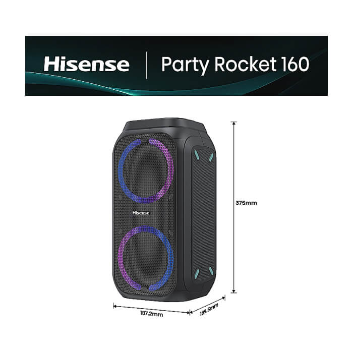 Hisense Party speaker 2.0 Ch., 160W, BT, 12h play, Black (тъмнейл - 2)