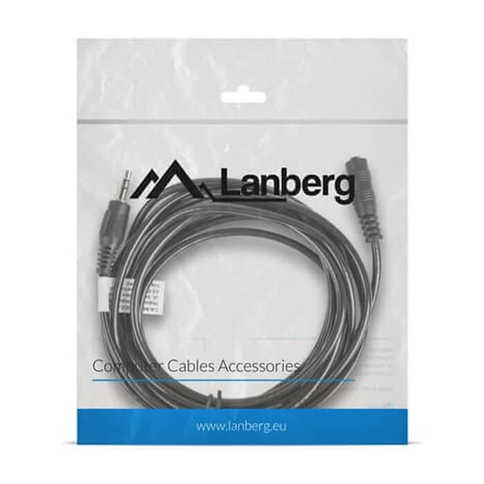 Кабел - Lanberg extension cable mini jack 3.5mm M/F 3 pin 3m, black ID 72599