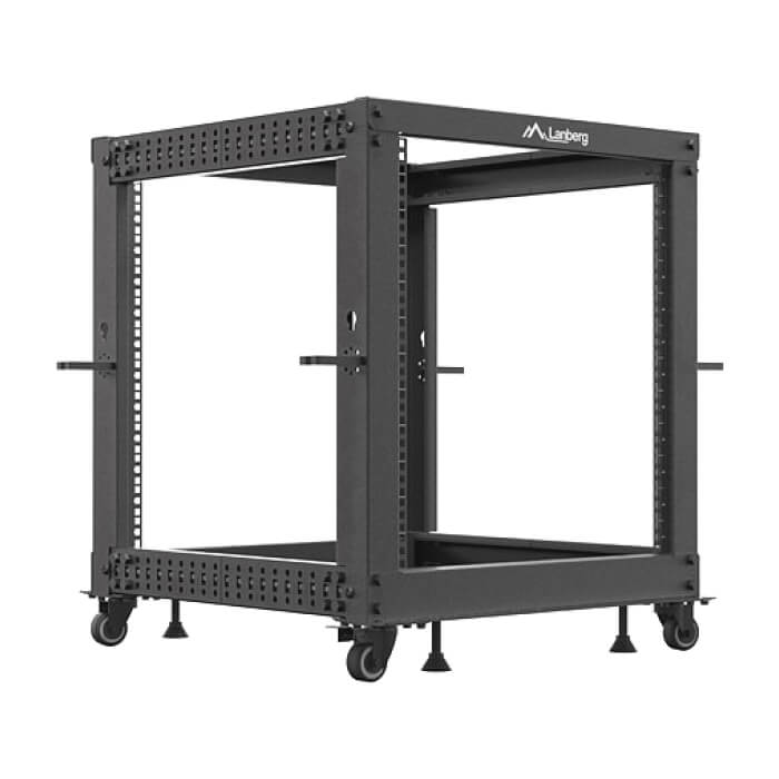 Lanberg open rack 19" 12U 600x600-1100 adjustable black ID 87220 (тъмнейл - 3)