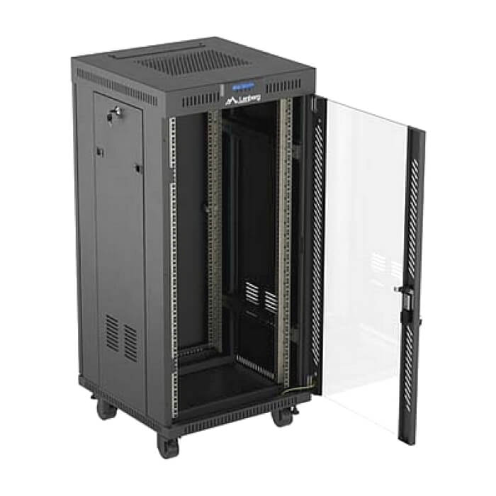 Lanberg Rack Cabinet 19" Free-Standing 24U/600X600 (FlAT Pack) With Glass Door LCD Black V2 ID 98069 (тъмнейл - 4)
