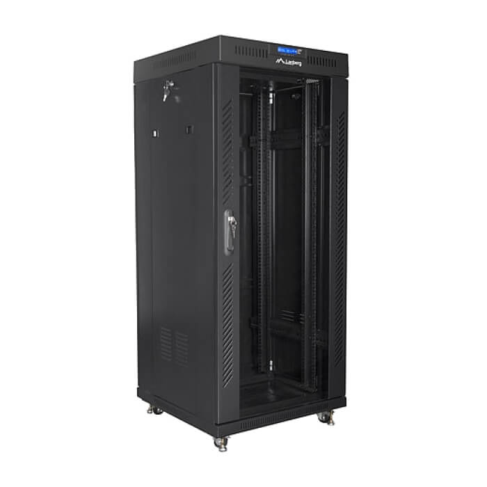 Lanberg rack cabinet 19" free-standing 27U / 600x600 self-assembly flat pack with glass door LCD, black ID 71922 (тъмнейл - 2)