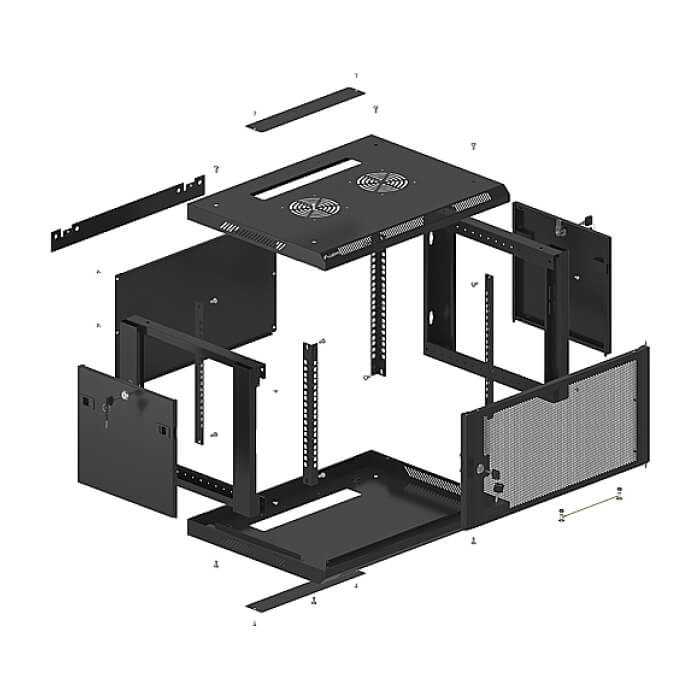 Lanberg rack cabinet 19" wall-mount 6U/600x450 with perforated door black (flat pack) ID 87604 (тъмнейл - 4)