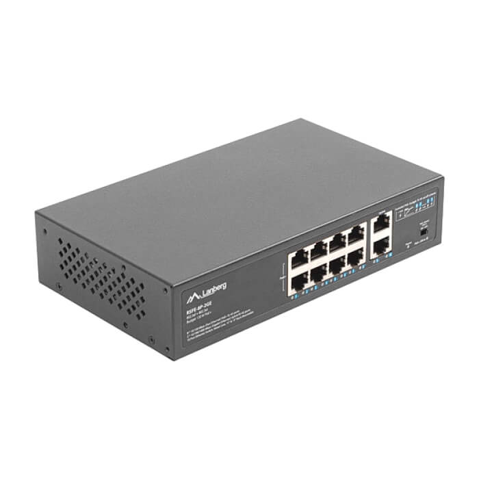 Lanberg switch 8x 100mb poe+/2x 1GB unmanaged rack 10"/19" gigabit ethernet 120w (тъмнейл - 3)