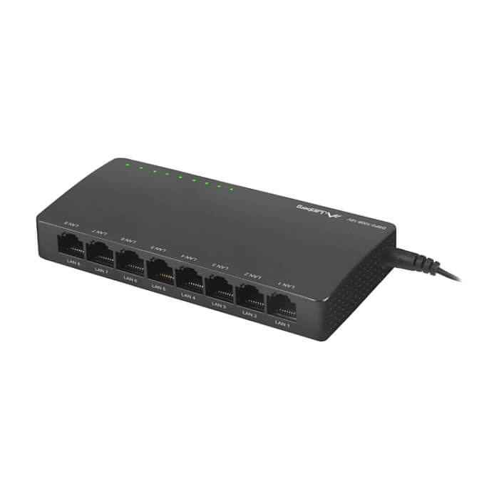 Lanberg switch dsp2-1008-12v 8x 1GB/s unmanaged gigabit ethernet desktop 12v (тъмнейл - 4)