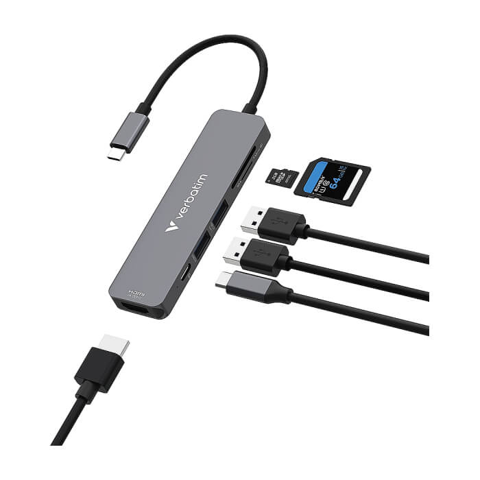 Verbatim USB-C Essentials Multiport Hub 6 Port with card reader (тъмнейл - 3)