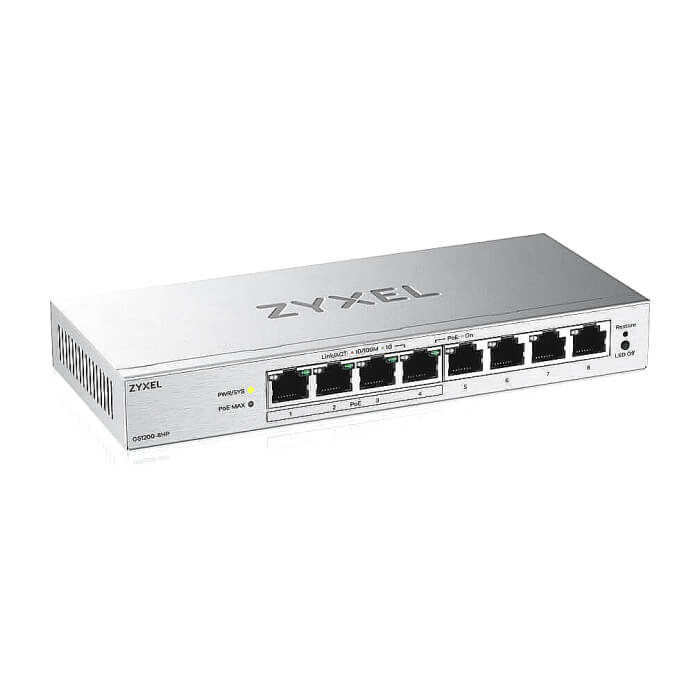ZyXEL GS1200-8HP v3, 8 Port Gigabit PoE+ webmanaged Desktop Switch, 4x PoE, 68 Watt (тъмнейл - 4)