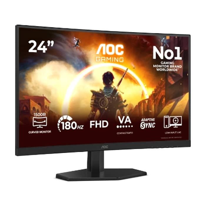 AOC C24G42FE, 23.6" Curved 1500R, VA, WLED, 1920x1080@180Hz OC (Native 144Hz), 4ms GtG, 0.5ms MPRT, 300cd m/2, 3000:1, 80M:1 DCR, Adaptive Sync, FlickerFree, Low Blue Light, T ID 99516 (тъмнейл - 2)