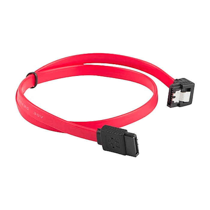Кабел - Lanberg SATA DATA III (6GB/S) F/F cable 50cm metal clips angled, red ID 72697 (тъмнейл - 2)