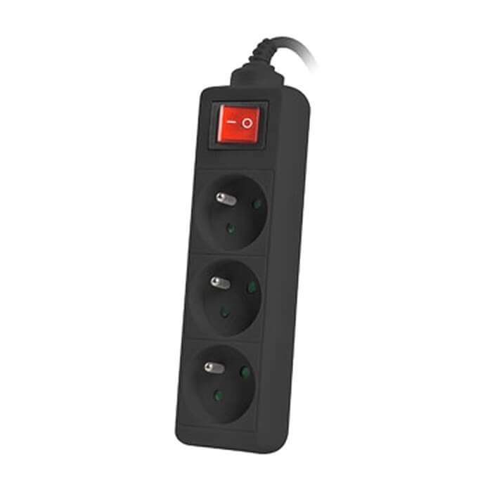 Lanberg power strip 1.5m, 3 sockets, french with circuit breaker quality-grade copper cable, black (тъмнейл - 2)