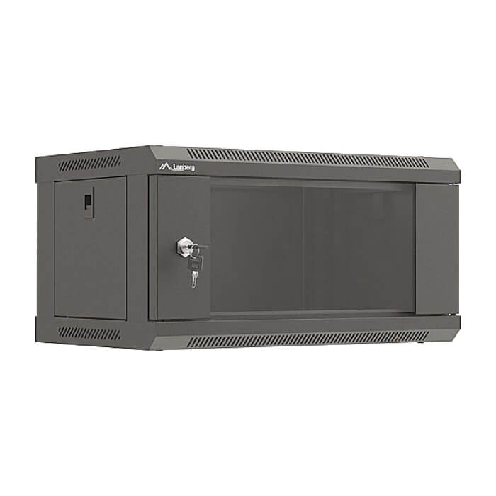 Lanberg rack cabinet 19" wall-mount 4U/540x350 (flat pack) with glass door black ID 87614 (тъмнейл - 3)
