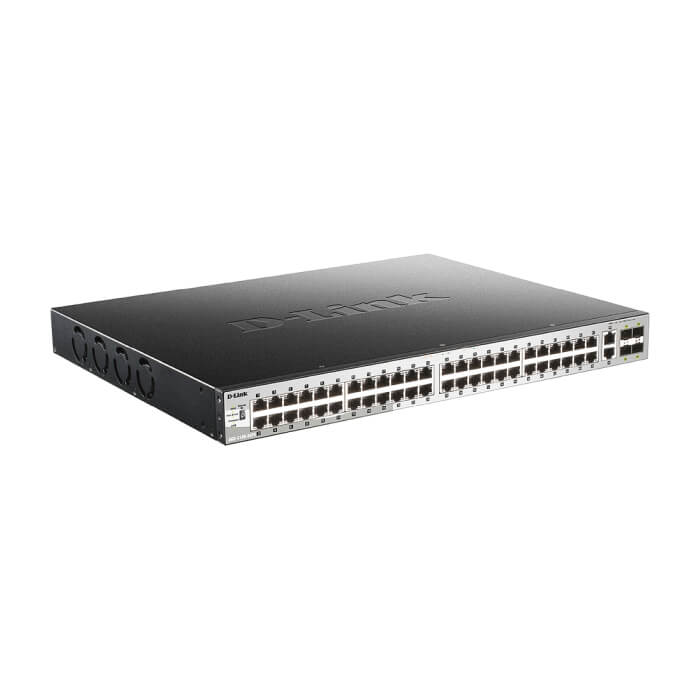 D-Link 48x10/100/1000BASE-T PoE ports (370W budget) Layer 3 Stackable Managed Gigabit Switch with 2x10GBASE-T ports and 4xSFP+ ports (тъмнейл - 2)