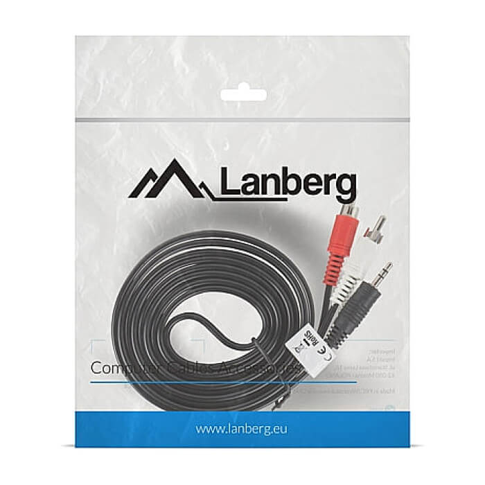 Кабел - Lanberg mini jack 3.5mm (M) 3 pin -> 2X RCA (chinch) (M) cable 2m ID 72588 (тъмнейл - 3)