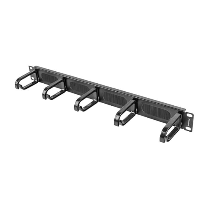 Lanberg 19" cable management AK-1203-B brush panel 5 rings- type b 1U, black (тъмнейл - 3)