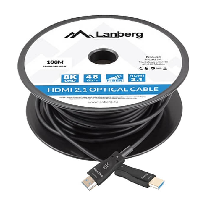 Lanberg HDMI M/M v2.1 cable 100m optical black aoc ID 86820 (тъмнейл - 3)