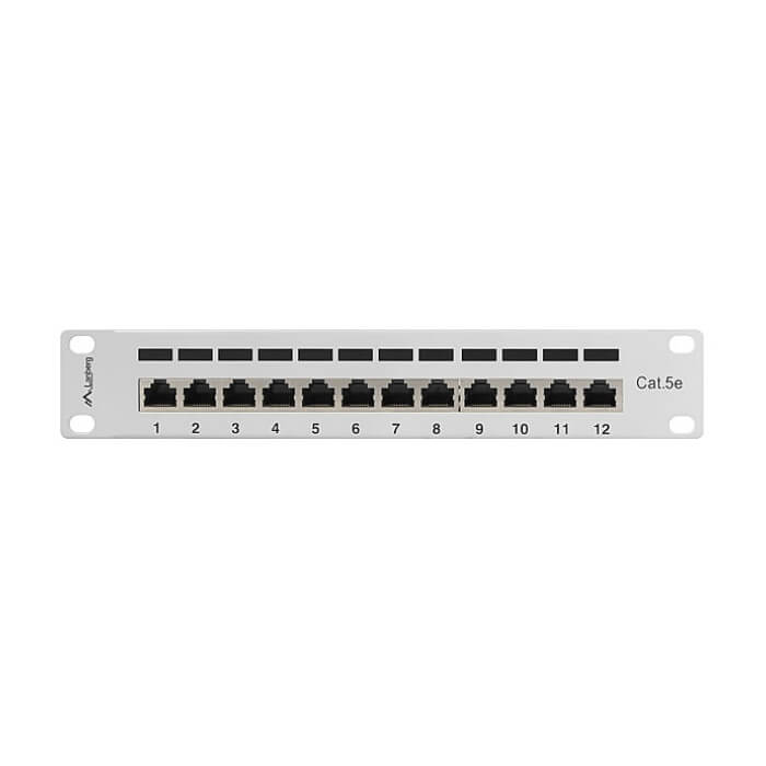 Lanberg patch panel 12port 1U 10" CAT.5E shielded, grey ID 62867