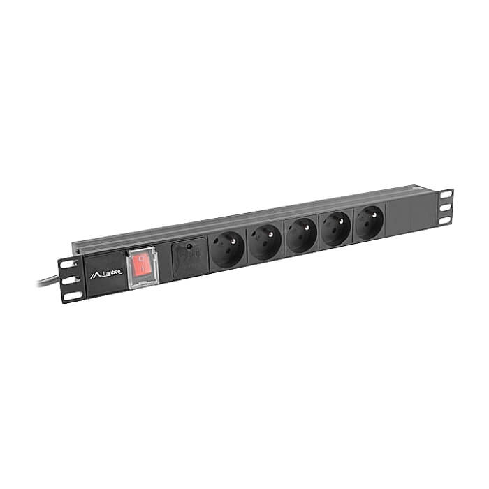 Lanberg power distribution unit (pdu) 19" 1U 16a 2m 5x french outlets black (тъмнейл - 4)