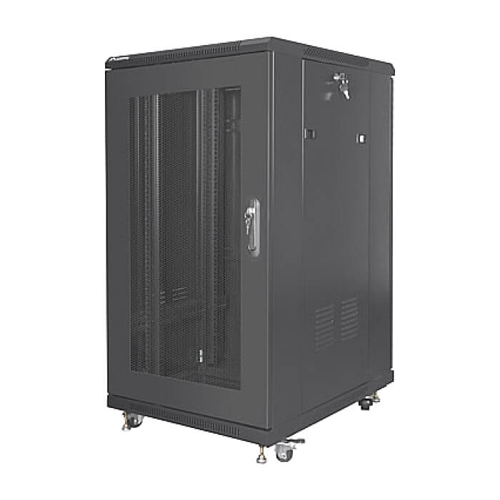 Lanberg rack cabinet 19" free-standing 22U/600x800 (flat pack) with mesh door black ID 87191 (тъмнейл - 2)