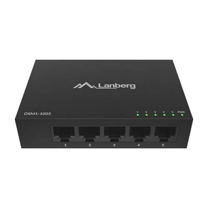 Lanberg switch DSM1-1005 5-port, 1GB/s 12V Metal case (тъмнейл - 4)