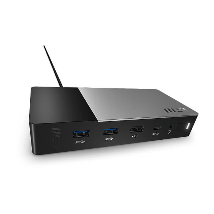 MSI USB-C Docking Station Gen 2, Support 100W PD Charging, up to 3 Monitors, 1x (4K@60Hz) HDMI, 1xType-C (USB3.2 Gen2/DP), 1x DP, Gb LAN, 1x Mic-in/Headphone-out Combo Jack, 1x USB2.0, 1x Type-C USB3.2 Gen2, 2x Type-A USB3.2 Gen2, 150W adapter (тъмнейл - 2)