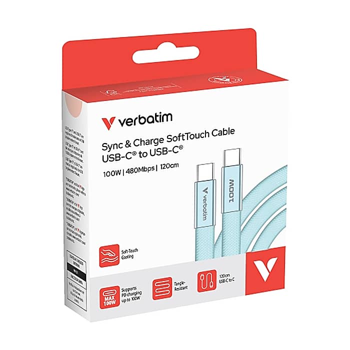 Verbatim Sync & Charge SoftTouch USB-C to C cable 100W 120 cm - Blue (тъмнейл - 3)