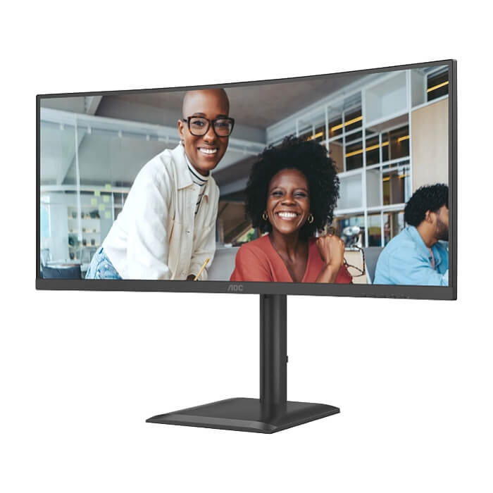 AOC CU34E4CV, 34" Curved 1500R VA WLED, 3440x1440@120Hz, 4ms GtG, 350cd m/2, 3500:1, 20M:1 DCR, Adaptive Sync, FlickerFree, Anti Blue Mode, 5Wx2, Tilt, Height Adjust, Swivel, ID 98301 (тъмнейл - 5)