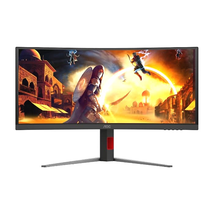 AOC CU34G4CA, 34" Curved 1500R, Fast VA, WLED, 3440x1440@180Hz, 1ms GtG, 0.5ms MPRT, 450cd m/2, 3000:1, Adaptive Sync, FlickerFree, Low Blue Light, Tilt, Height Adjust, Swivel, 2xHDMI, DP, USB hub (тъмнейл - 3)