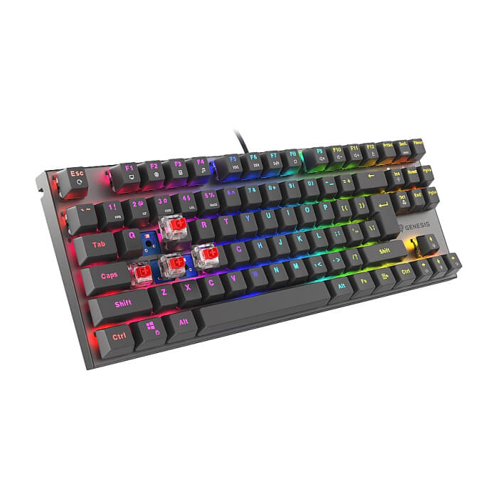 Genesis Mechanical Gaming Keyboard Thor 303 TKL RGB Backlight Red Switch US Layout Black (тъмнейл - 3)