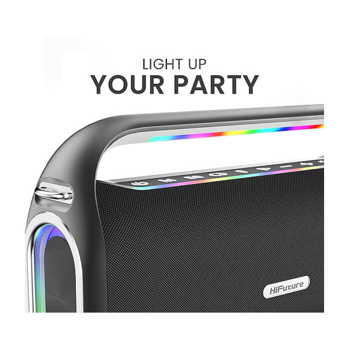 HiFuture MusicBox300 Black, 150W Output, Karaoke Enable, Two Wireless Microphone, 18000mAh Battery (Support Power Bank), RGB Lighting, Pair to Play (TWS Mode), Bluetooth 5.3 ID 94748 (тъмнейл - 2)