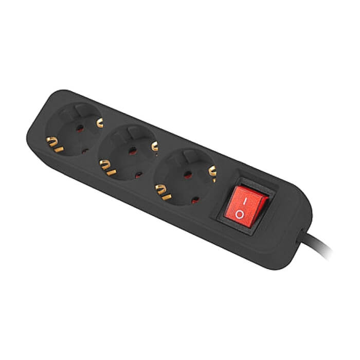 Lanberg power strip 1.5m, 3 sockets, french with circuit breaker quality-grade copper cable, black (тъмнейл - 3)