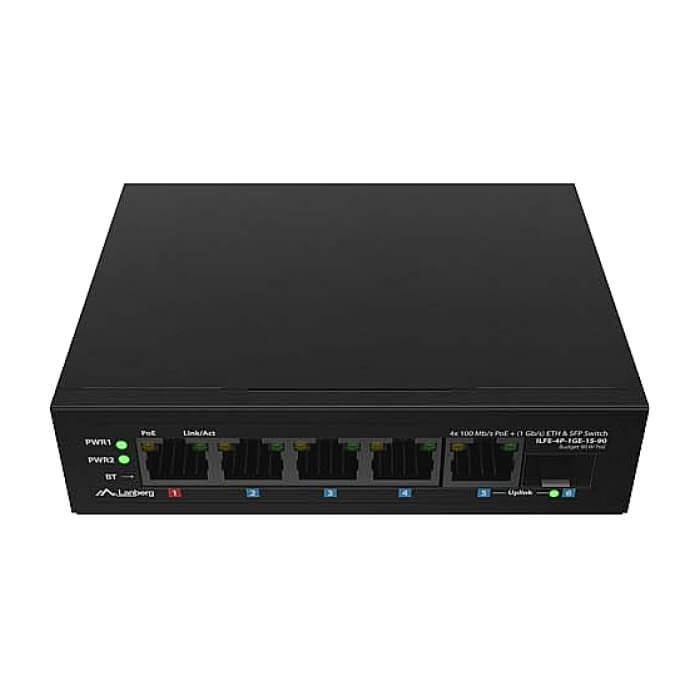 Lanberg Switch ILFE-4P-1Ge-1S-90 POE 1 x BT 3 x AT SFP/ETH DIN Unmanagment Fast Ethernet на супер цена