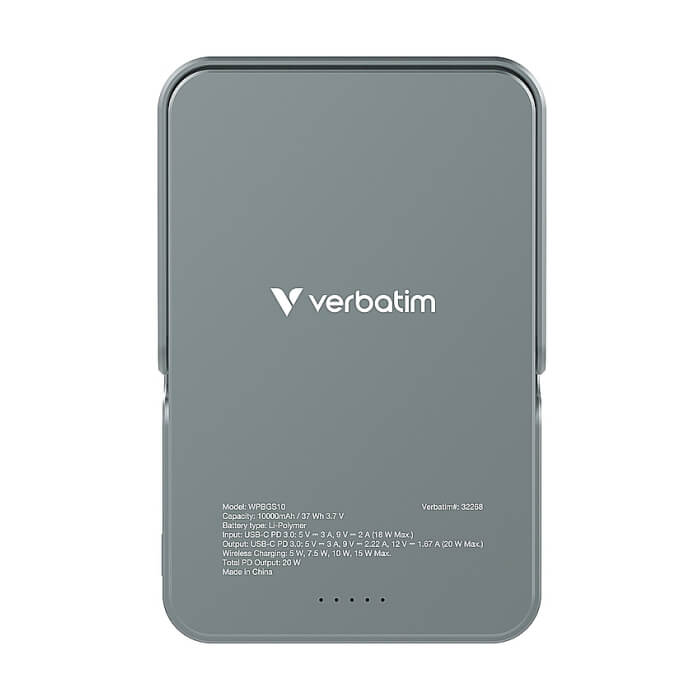 Verbatim Charge 'n' Go Power Bank with Stand Magnetic Wireless 10000mAh Grey ID 85386 (тъмнейл - 3)