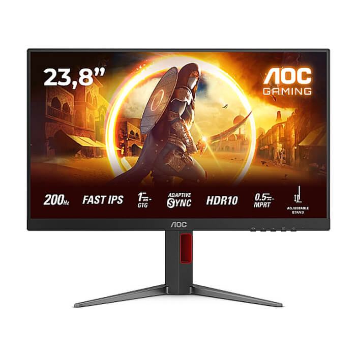 AOC 24G4HA, 23.8" IPS WLED, 1920x1080@200Hz, 1ms GtG, 0.5ms MPRT, 300cd m/2, 1000:1, 80M:1 DCR, Adaptive Sync, FlickerFree, Low Blue Light, 2Wx2, Tilt, Height Adjust, Pivot, Swivel, 2xHDMI, DP ID 89160 на супер цена
