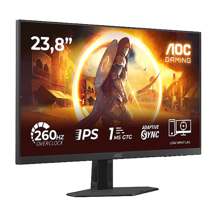 AOC 24G4ZR, 23.8" Fast IPS WLED, 1920x1080@260Hz (OC, Native 240Hz), 1ms GtG, 0.3ms MPRT, 300cd m/2, 1000:1, Adaptive Sync, FlickerFree, Anti Blue Light, Tilt, Height Adjust, ID 97347 (тъмнейл - 2)