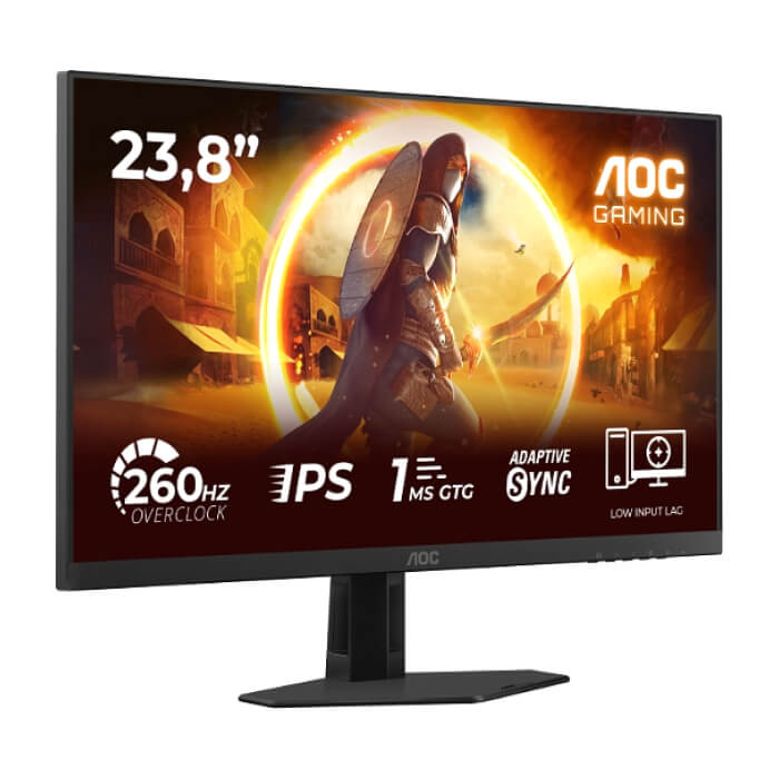 AOC 24G4ZRE, 23.8" Fast IPS WLED, 1920x1080@260Hz (OC, Native 240Hz), 1ms GtG, 0.3ms MPRT, 300cd m/2, 1000:1, Adaptive Sync, FlickerFree, Anti Blue Light, Tilt, 2xHDMI, DP ID 96161 (тъмнейл - 2)