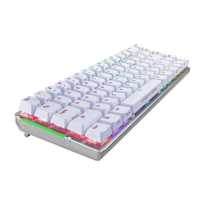 Asus ROG Falchion Ace 65% compact gaming keyboard with pre-lubed ROG NX mechanical switches with ROG switch stabilizer, sound-dampening foam, interactive touch panel, dual Type-C ports, three keyboard tilt angles, and cover case, US layout, White (тъмнейл - 2)