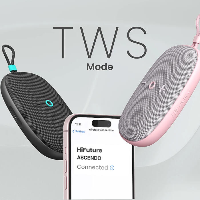 HiFuture ASCENDO Pink, Bluetooth 5.3, IPX7 Waterproof, 20W Output, Pair to Play (TWS Mode), Up to 15 Hours Playtime, Built in 2-in-1 Amplifier ID 94767 (тъмнейл - 2)