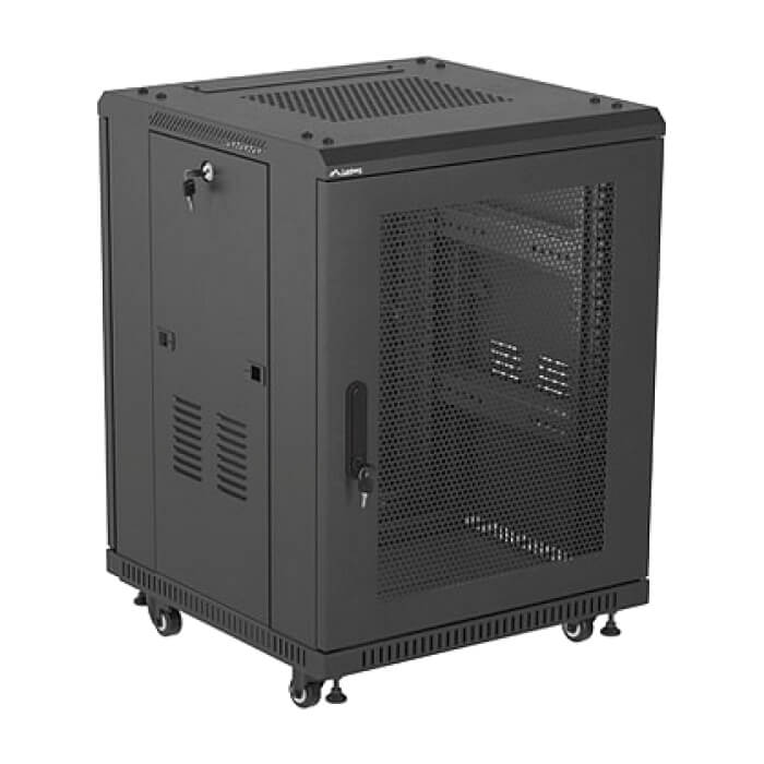 Lanberg rack cabinet 19" free-standing 15U/600X600 (FLAT PACK) with mesh door black ID 98074 (тъмнейл - 4)