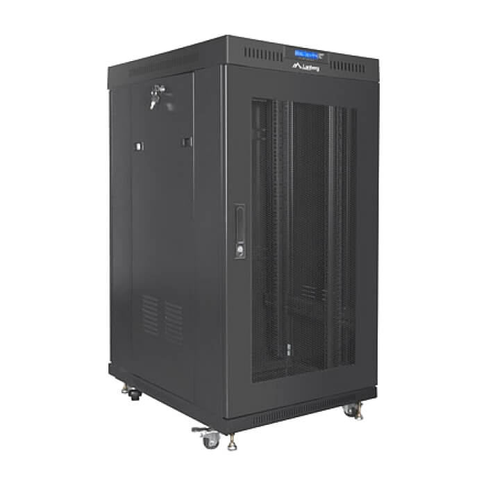 Lanberg rack cabinet 19" free-standing 22U/800x800 (flat pack) with glass door lcd black v2 ID 87627 (тъмнейл - 2)