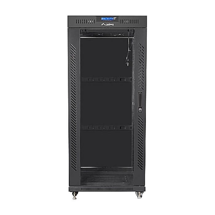 Lanberg rack cabinet 19" free-standing 27U / 600x800 self-assembly flat pack with glass door LCD, black ID 85308 (тъмнейл - 5)