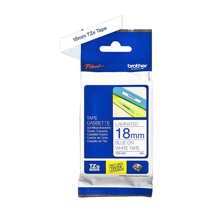 Brother TZe-243 Tape Blue on White Laminated, 18mm, 8m - Eco ID 70750 (тъмнейл - 2)